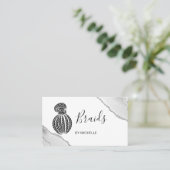 ヘアブレイダー、三つ編み用ヘアサロン、銀アゲート 名刺 (スタンド正面)