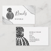 ヘアブレイダー、三つ編み用ヘアサロン、銀アゲート 名刺 (正面/裏面)