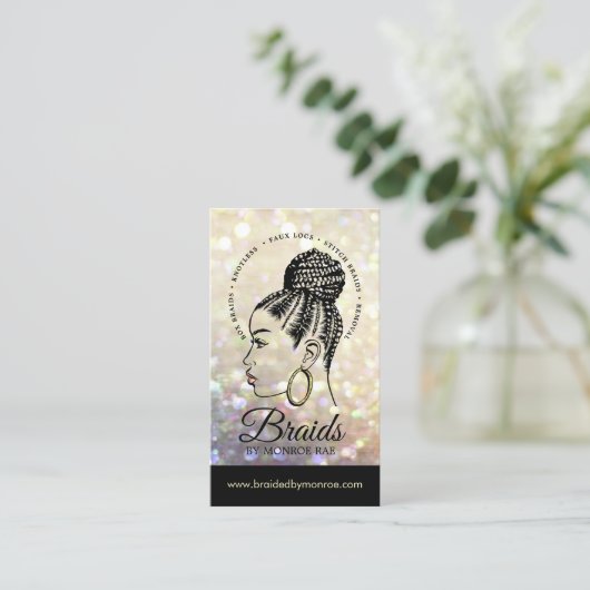 ヘアブレイダー – 編み物 – 組み付け – スタイリスト – サロン 名刺 (スタンド正面)