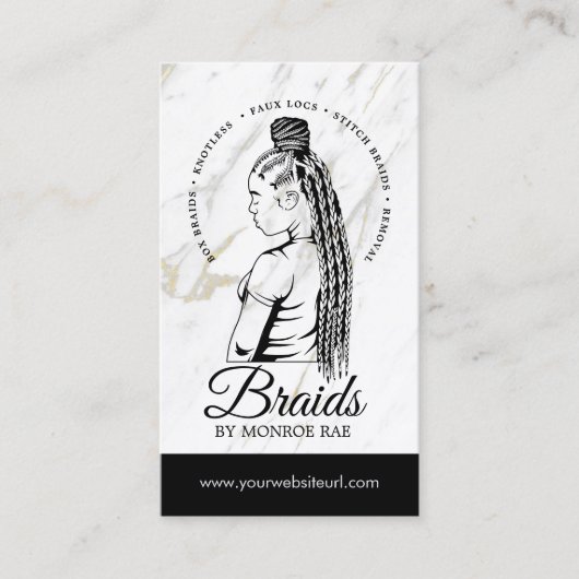 ヘアブレイダ、ブレイド、編組スタイリスト、ヘアサロン 名刺 (正面)