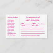 ヘアブレイディングのロクティシャンの名刺テンプレート 予約カード (裏面)