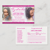 ヘアブレイディングのロクティシャンの名刺テンプレート 予約カード (正面/裏面)