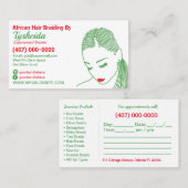 ヘアブレイディングのロクティシャンの名刺テンプレート 予約カード (正面/裏面)