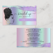 ヘアブレイディングサロンパステルパープルメタリックブレイズ 名刺 (正面/裏面)