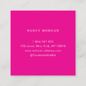ヘアブレイディングサロンフォトコラージホットピンク スクエア名刺 (裏面)