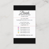 ヘアブレイディングスタイルリストブレイダーブレイズ美しいサロン 名刺 (裏面)