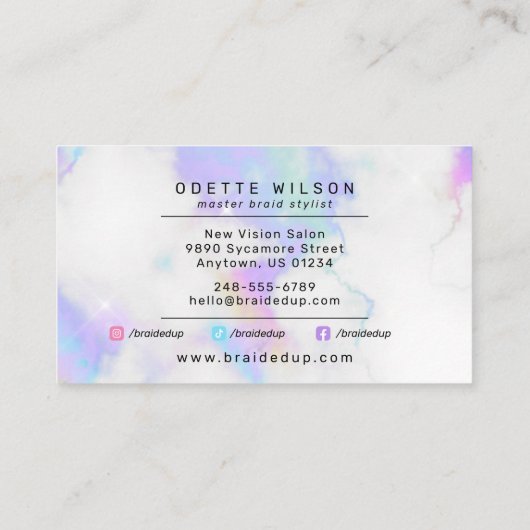 ヘアブレイディングブレイダースタイルリストパステルクラウド 名刺 (裏面)
