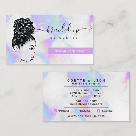 ヘアブレイディングブレイダースタイルリストパステルクラウド 名刺 (正面/裏面)