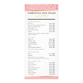 ヘアプライスリストGLAM水玉模様金ゴールド淡い色のピンク ラックカード