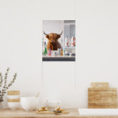 ヘアプロダクト気におもしろいバスルーム付きハイランド牛 ポスター (キッチン)