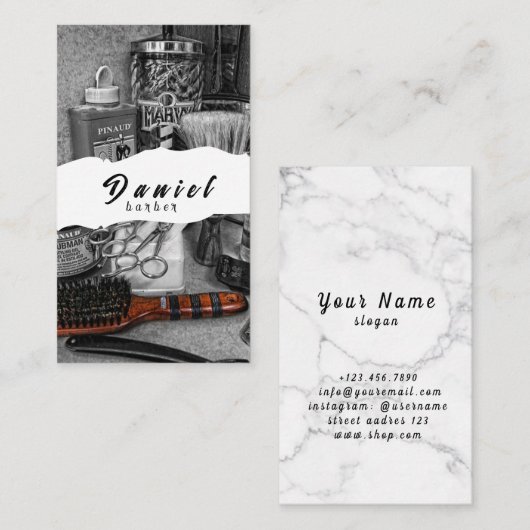 ヘアプロフェッショナル – お客様の署名スタイル 名刺 (正面/裏面)