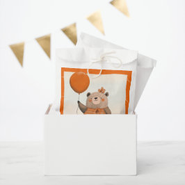 ヘアボウ付きオレンジ色の格子模様のドレスベア フェイバーバッグ