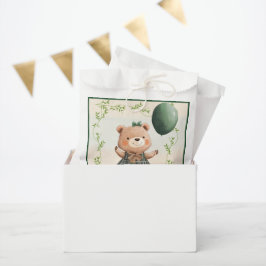 ヘアボウ付き緑の格子模様のドレスベア フェイバーバッグ