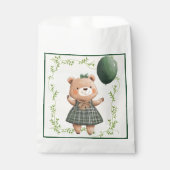 ヘアボウ付き緑の格子模様のドレスベア フェイバーバッグ (正面)