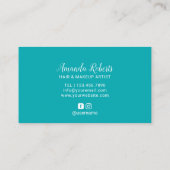 ヘアメイクアップアーティストショートヘアカット女子ターコイズ 名刺 (裏面)