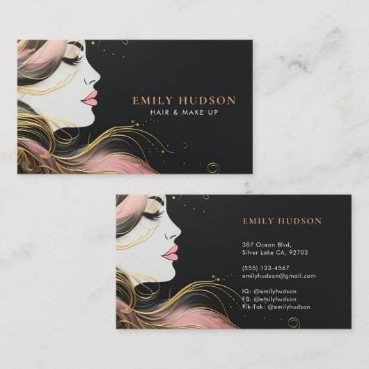 ヘアメイクアップアーティスト美しい 名刺 (正面/裏面)