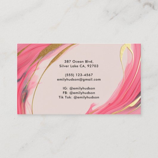 ヘアメイクアップアーティスト美しい 名刺 (裏面)