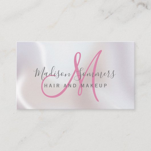 ヘアメイクアップアーティスト虹彩色パールきらめく 名刺 (正面)