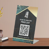 ヘアメイクアップサロンQRコード価格表ティール(緑がかった色)大理石 台座サイン