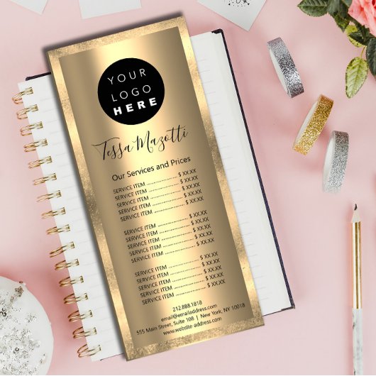 ヘアメイクアップ体気にスキンロゴ金ゴールド美しいスタジオ ラックカード