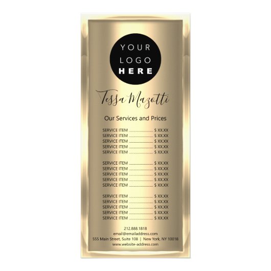 ヘアメイクアップ体気にスキンロゴ金ゴールド美しいスパ ラックカード (裏面)