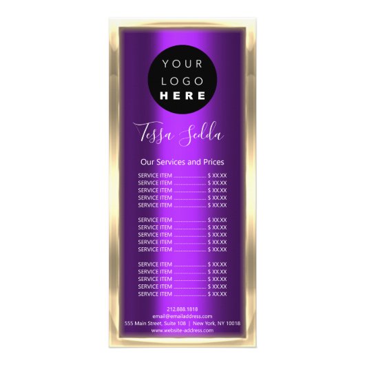 ヘアメイクアップ体気にスキンロゴ金ゴールド美しい紫 ラックカード (正面)