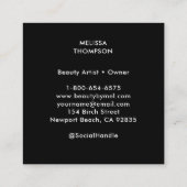 ヘアメイクアップ爪、 ネイルまばたきタロット女神白黒 スクエア名刺 (裏面)