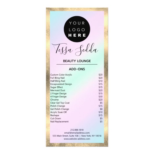 ヘアメイクアップ爪、 ネイルマニキュアペディキュアスタジオ ラックカード (裏面)