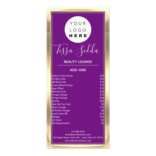 ヘアメイクアップ爪、 ネイルマニキュアペディキュア金ゴールドパープル ラックカード (裏面)