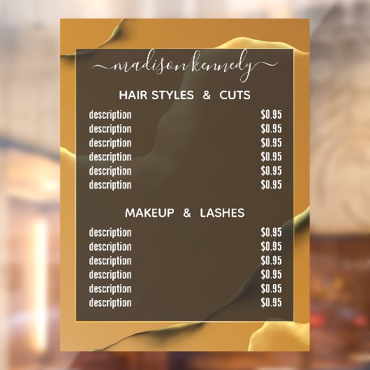 ヘアメイクアップ金ゴールドインクイ抽象芸術アルコールFab値 ウィンドウサイン (シート2)