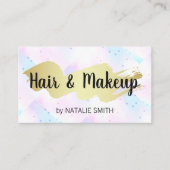 ヘアメイクアップ |ブラシ金ゴールド |モザイクジオメトリック 名刺 (正面)