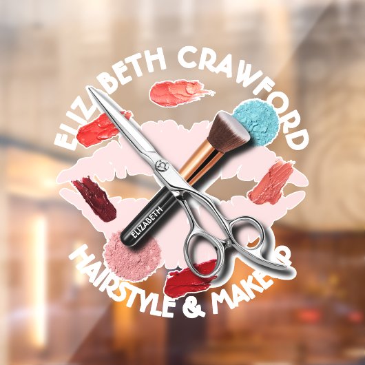 ヘアメイクスタイリスト美しいサロンとお名前 ウィンドウサイン (シート2)