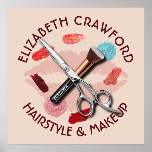 ヘアメイクスタイリスト美しいサロンと名前 ポスター (正面)