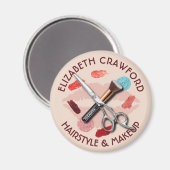 ヘアメイクスタイリスト美しいサロンと名前 マグネット (正面/裏面)