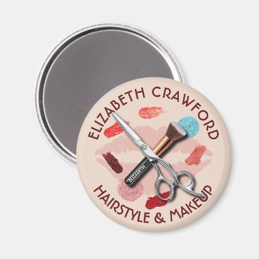 ヘアメイクスタイリスト美しいサロンと名前 マグネット (正面/裏面)