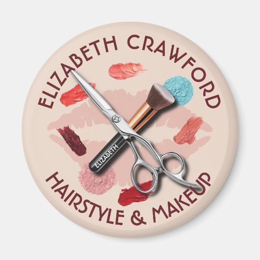 ヘアメイクスタイリスト美しいサロンと名前 マグネット (正面)