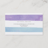 ヘアメイクパステル水彩紫色のティール(緑がかった色)ストライプ 名刺 (裏面)