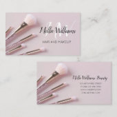 ヘアメイクムアビジネスカードダスティピンク 名刺 (正面/裏面)