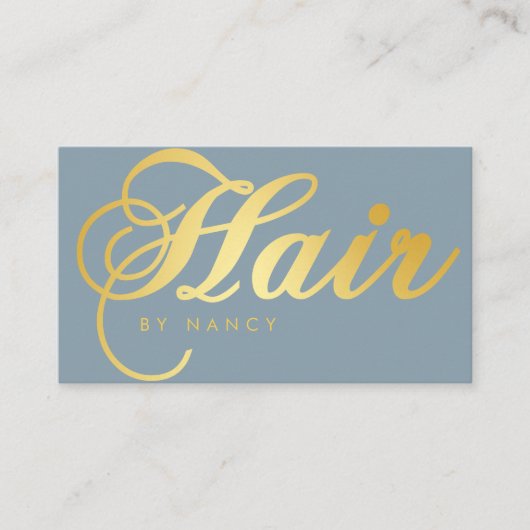 ヘアモダンサロンスクリプト書道ほこりっぽい青 名刺 (正面)