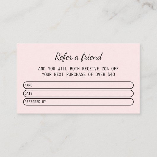 ヘアモダンサロンピンク赤面友人を参照 名刺 (裏面)