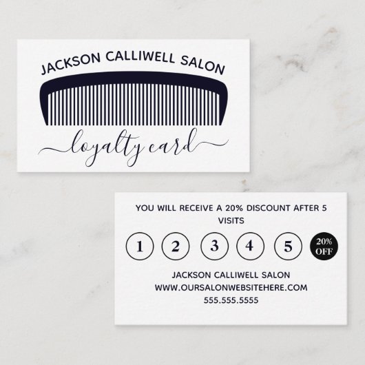 ヘアモダンサロンロイヤリティカードシンプルサロン 名刺 (正面/裏面)