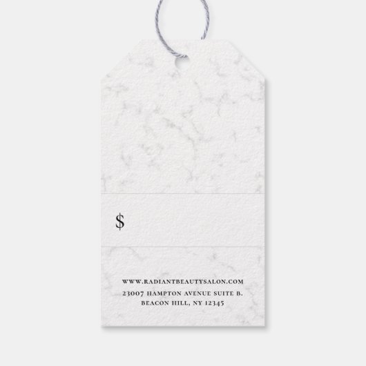 ヘアモダンサロンロゴグレー大理石価格ラベル ギフトタグ (裏面)