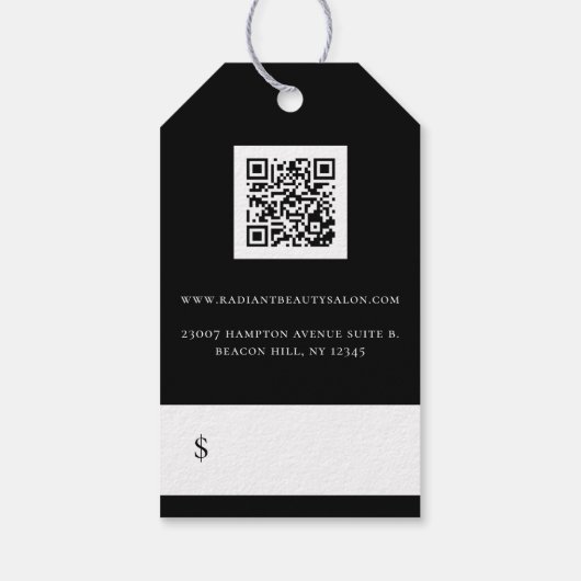 ヘアモダンサロンロゴブラックプライスラベル ギフトタグ (裏面)