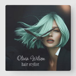 ヘアモダンサロン用ウォールクロック美容師 スクエア壁時計