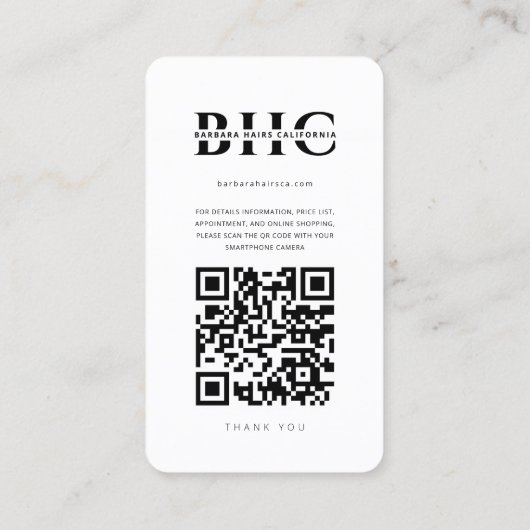 ヘアモダン美しいサロンヘアスタイリストインスタグラムQR 名刺 (裏面)