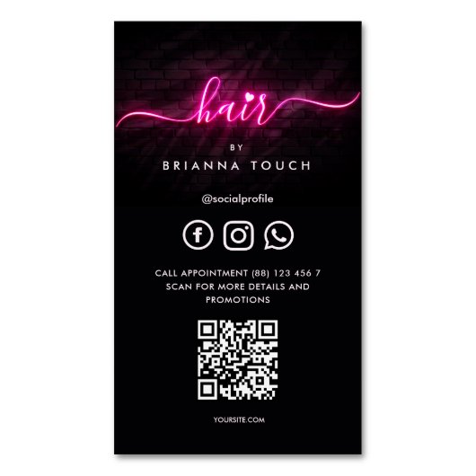 ヘアモダン美しいサロンヘアスタイリストQR マグネット名刺 (正面縦)