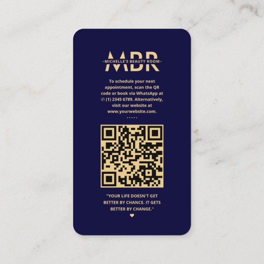 ヘアモダン美しいサロンミッドナイトブルーインスタグラム 名刺 (裏面)