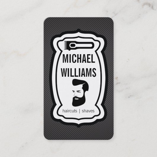 ヘアリッパー | ひげを生やした男 | 理容師 名刺 (正面)