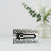 ヘアリッパー | 理容師パターン | メタリック 名刺 (スタンド正面)