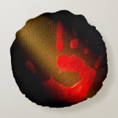 ヘアリングレッドハンドプリント ラウンドクッション (裏面)